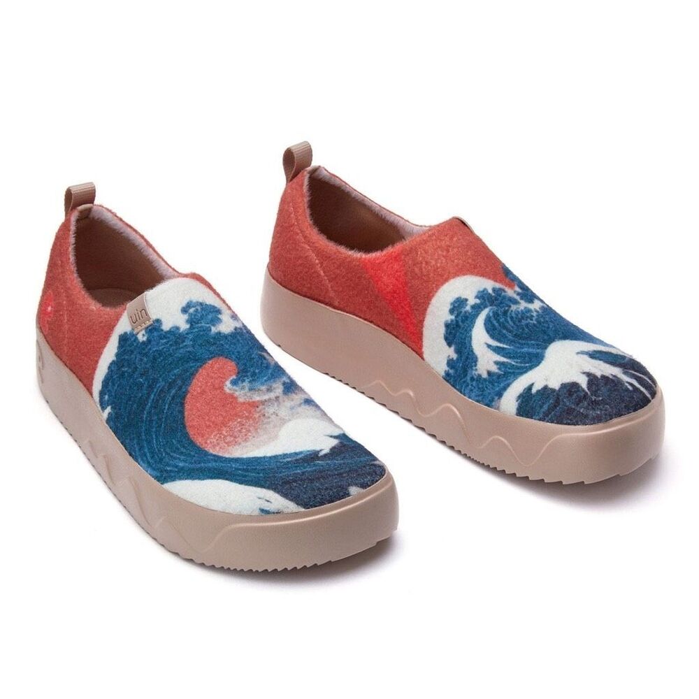 UIN Women's Walking Shoes Casual Wide Toe Sneaker (Stormy Waves)
